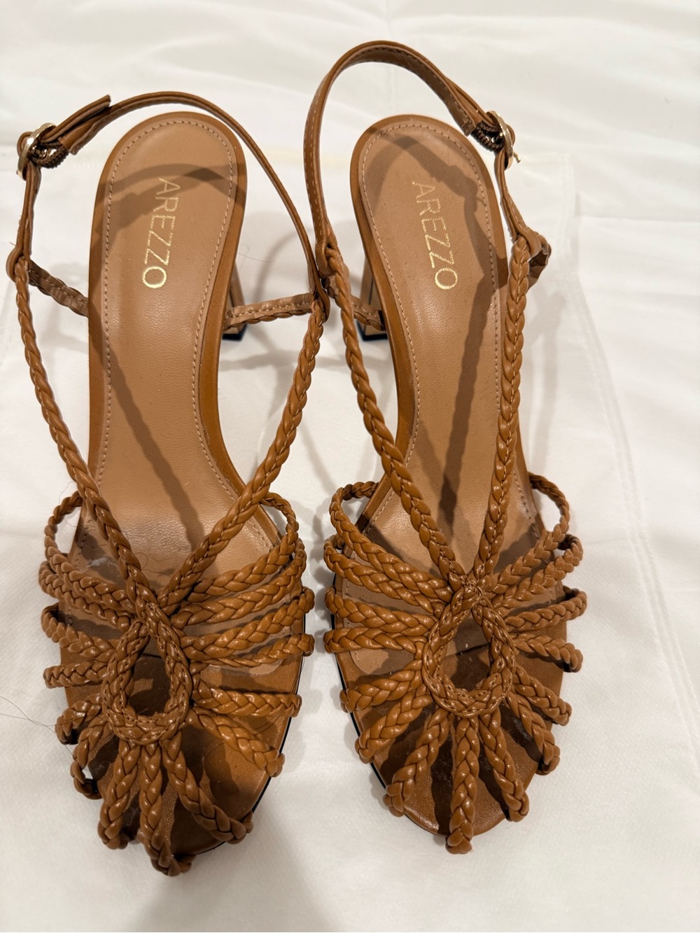 Arezzo Women's Braided Tan Slingback Heels